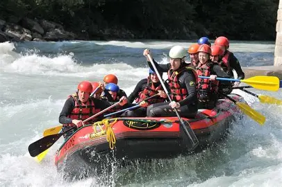 Rafting through wild rapids