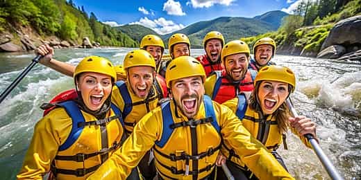 White Water Rafting team members ready for adventure